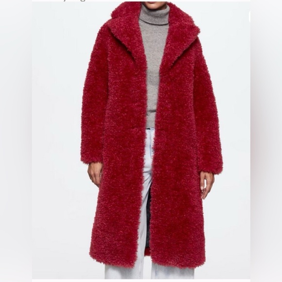 Mango Jackets & Blazers - Mango Deep Red Teddy Jacket size XXS NWT